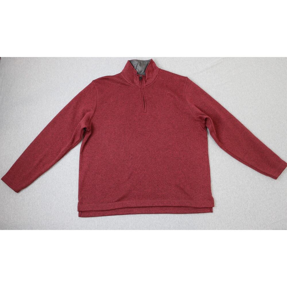 Wrangler Sweatshirt Mens Large Red Heather Fleece‎ 1/4 Zip Long Sleeve Mock Neck